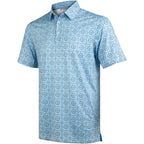 Blue Geo Tile Men’s Performance Golf Polo