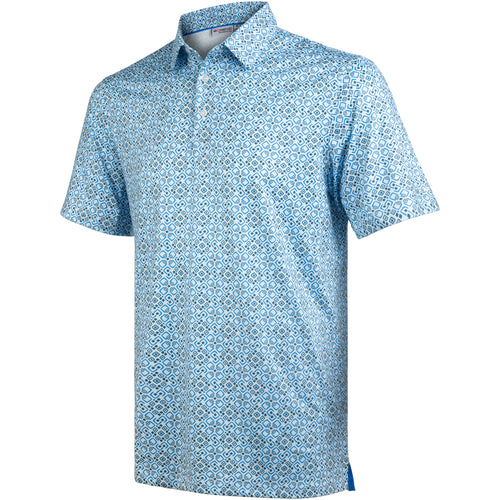 Blue Geo Tile Men’s Performance Golf Polo