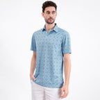Blue Geo Tile Men’s Performance Golf Polo