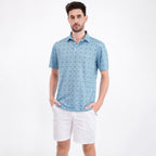 Blue Geo Tile Men’s Performance Golf Polo