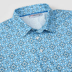 Blue Geo Tile Men’s Performance Golf Polo