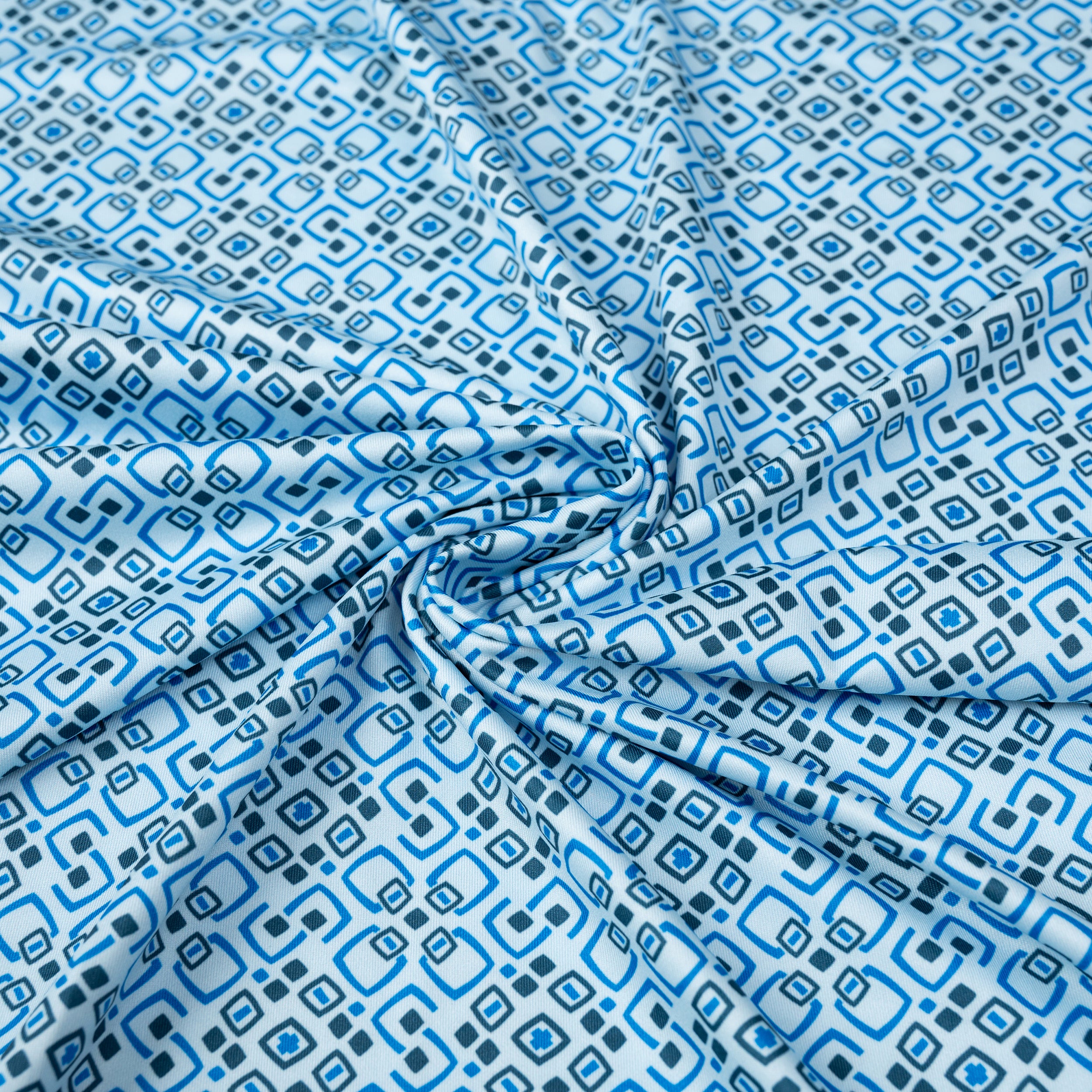 Blue Geo Tile Men’s Performance Golf Polo