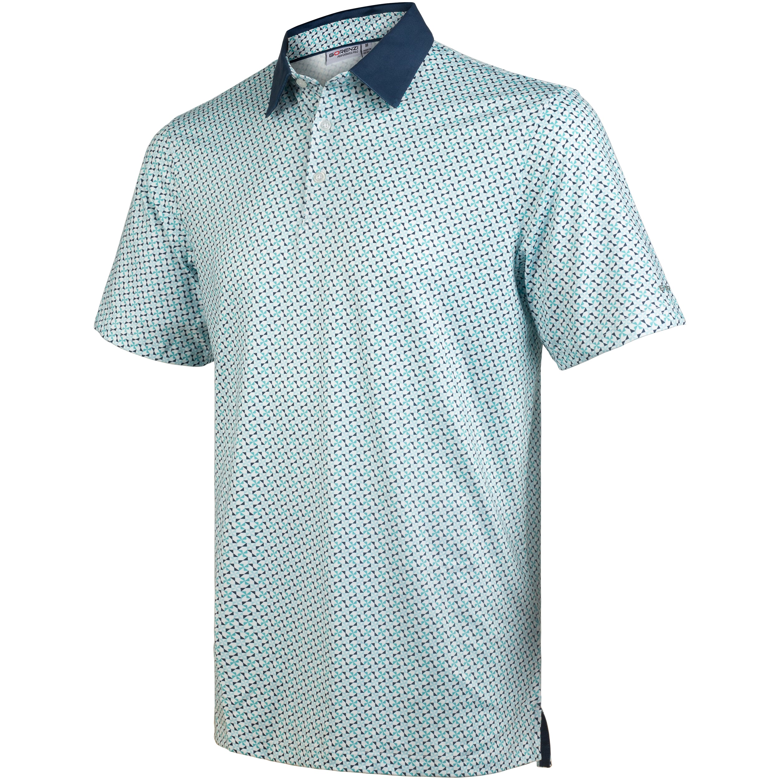 Green Geometric Umbrella Golf Polo Shirt for Men