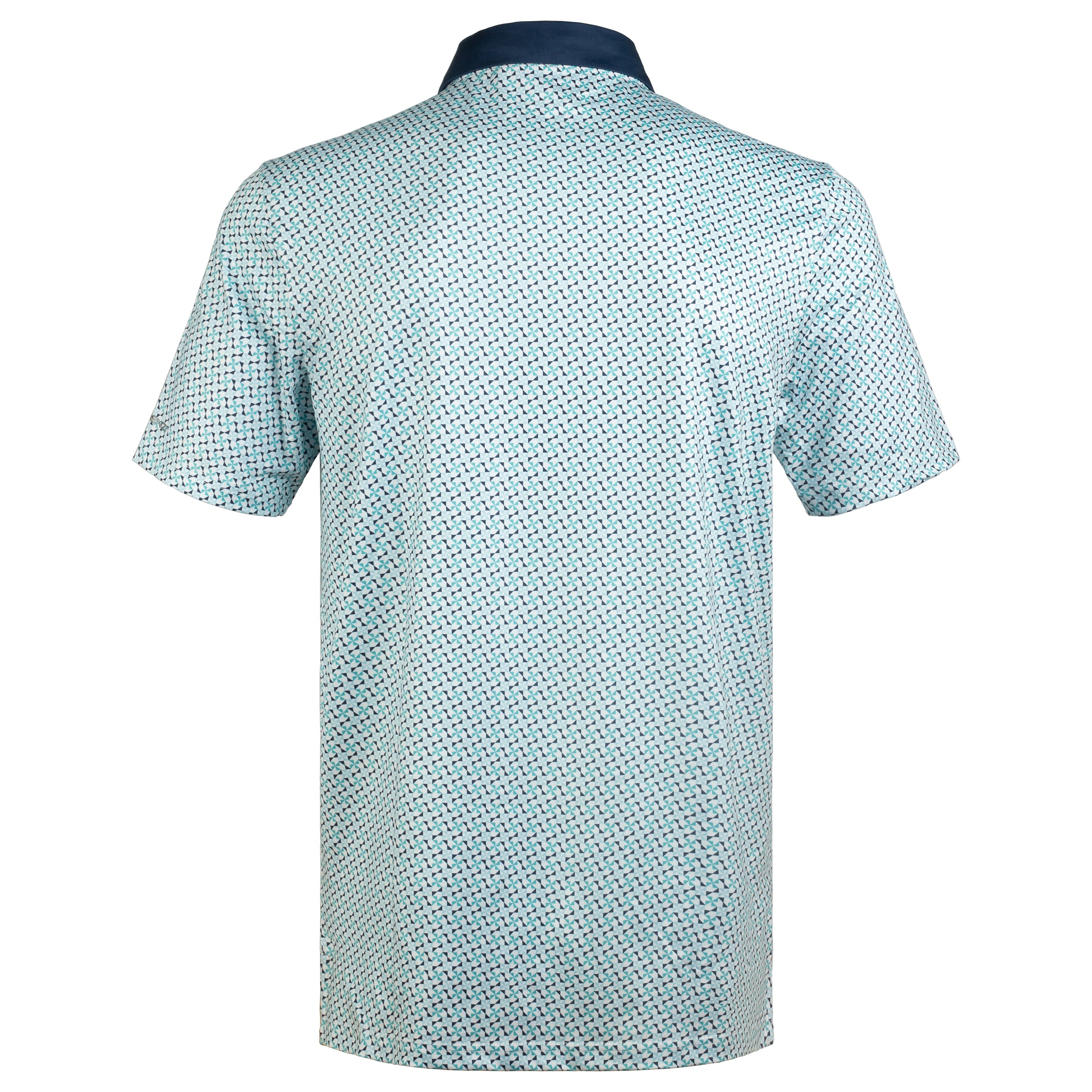 Green Geometric Umbrella Golf Polo Shirt for Men