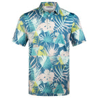 Blue Geometric Floral Men’s Performance Golf Polo