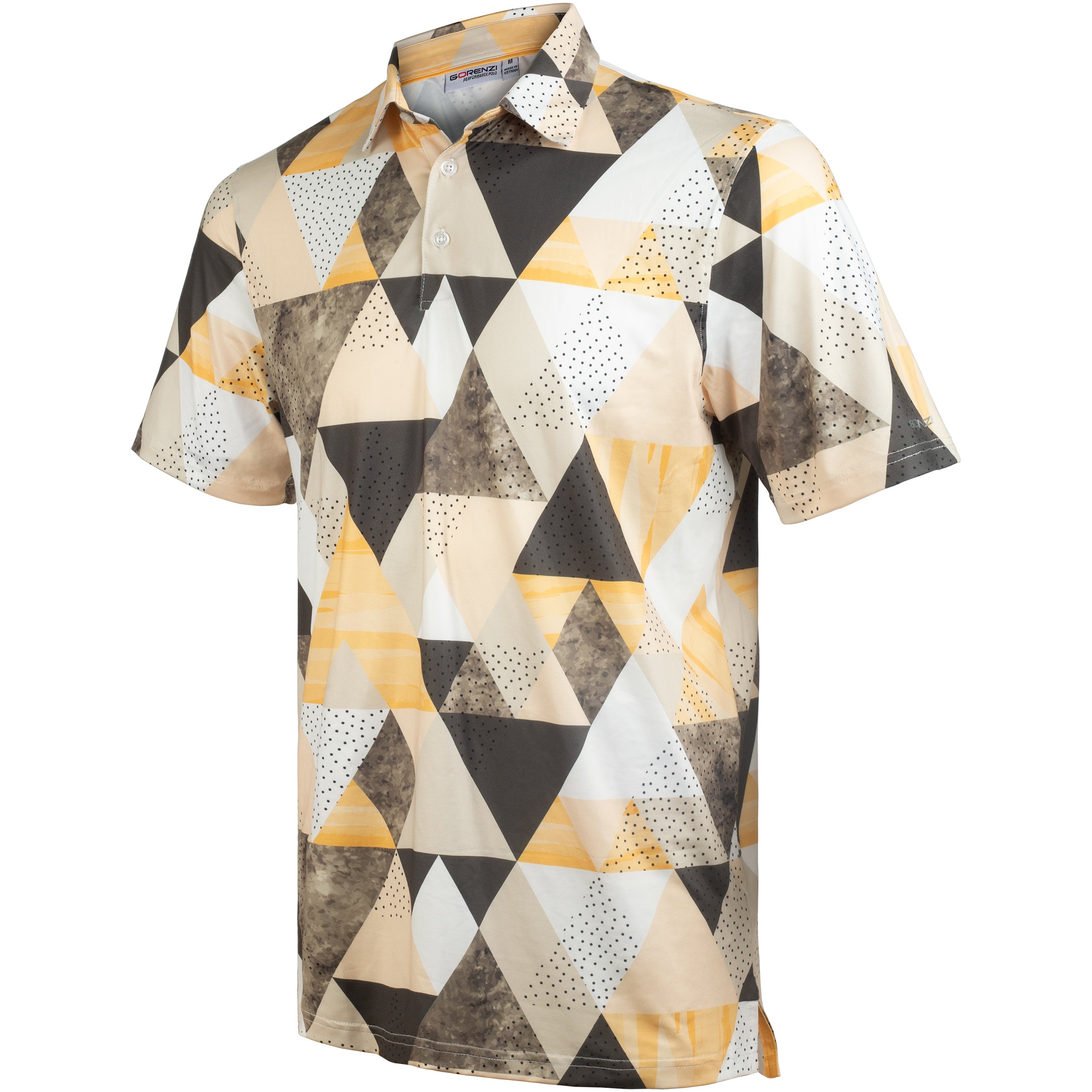 Orange Geometric Triangle Golf Polo Shirt for Men