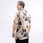 Orange Geometric Triangle Golf Polo Shirt for Men