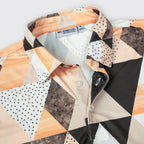 Orange Geometric Triangle Golf Polo Shirt for Men