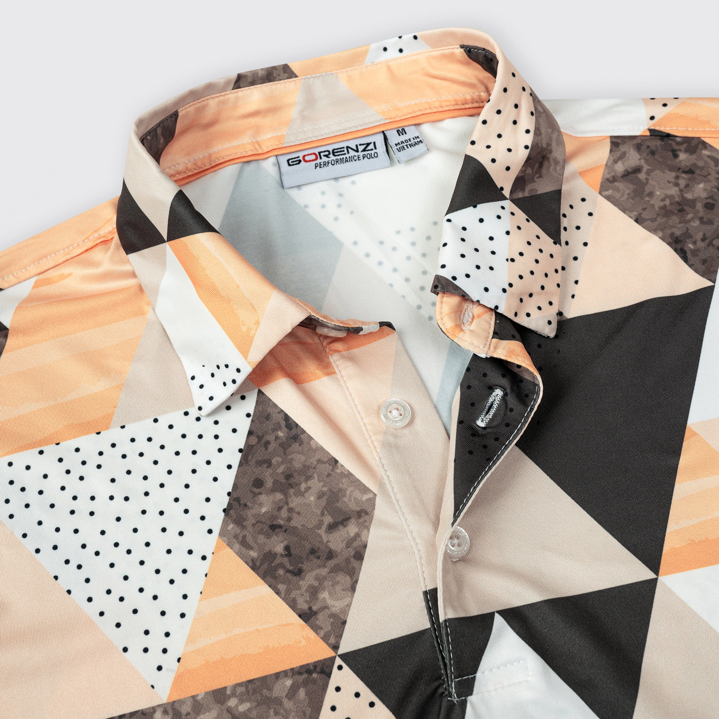 Orange Geometric Triangle Golf Polo Shirt for Men