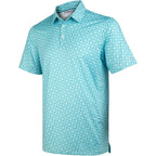 Green Square Geometric Golf Polo Shirt for Men