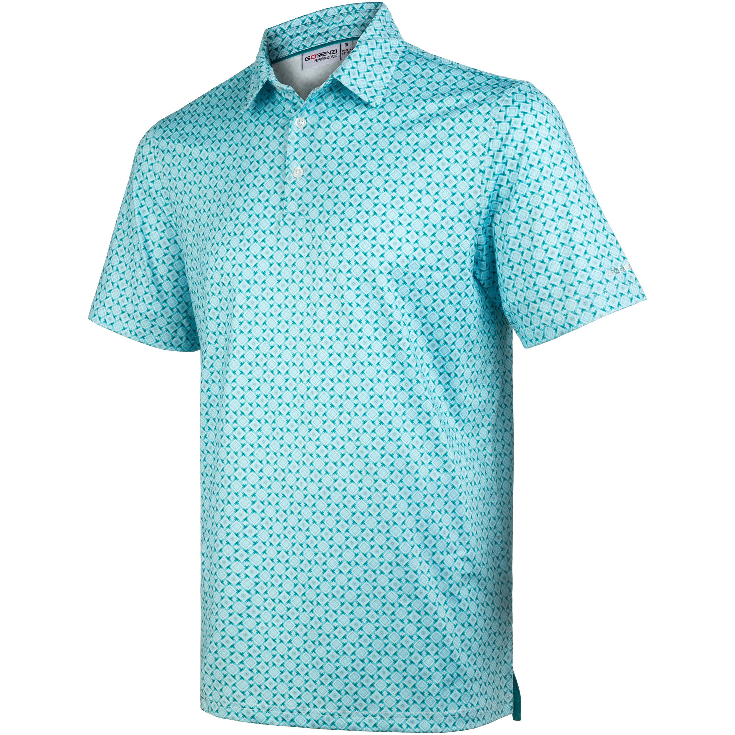 Green Square Geometric Golf Polo Shirt for Men