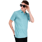Green Square Geometric Golf Polo Shirt for Men