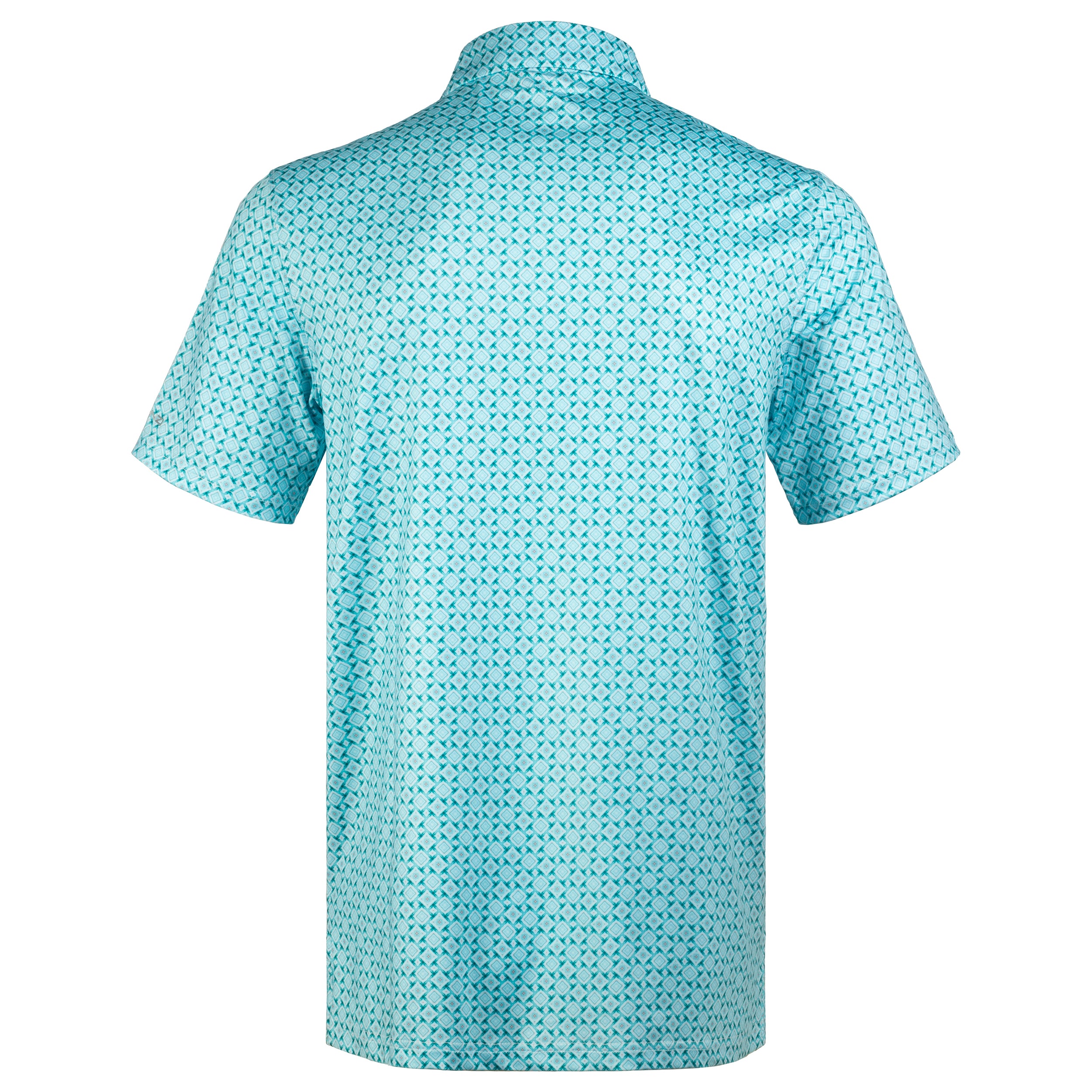 Green Square Geometric Golf Polo Shirt for Men