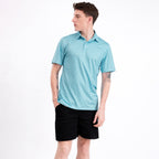 Green Square Geometric Golf Polo Shirt for Men