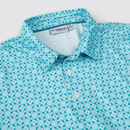 Green Square Geometric Golf Polo Shirt for Men