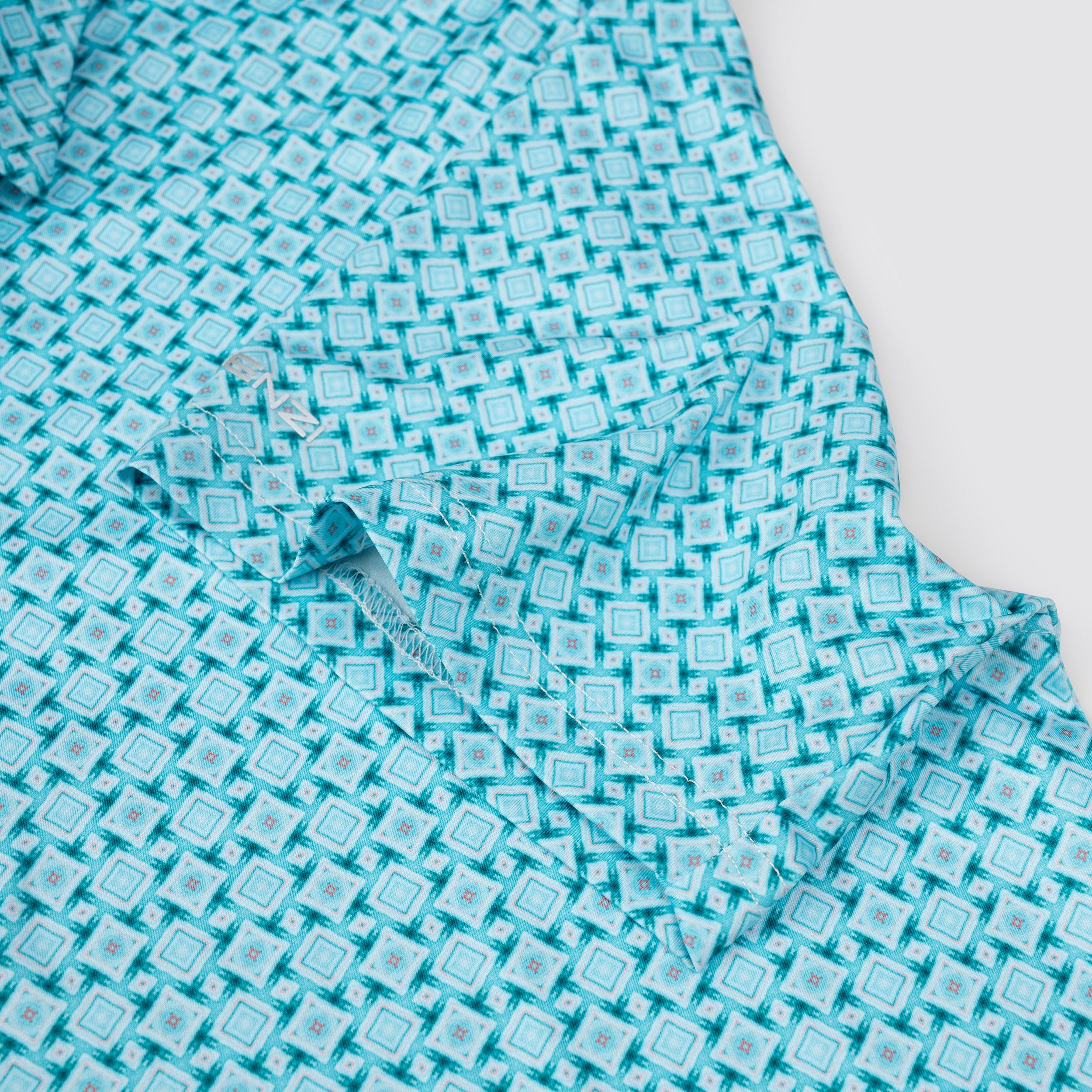 Green Square Geometric Golf Polo Shirt for Men