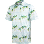 White Tropical Palm Men’s Performance Golf Polo