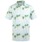 White Tropical Palm Men’s Performance Golf Polo