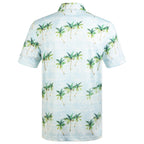 White Tropical Palm Men’s Performance Golf Polo