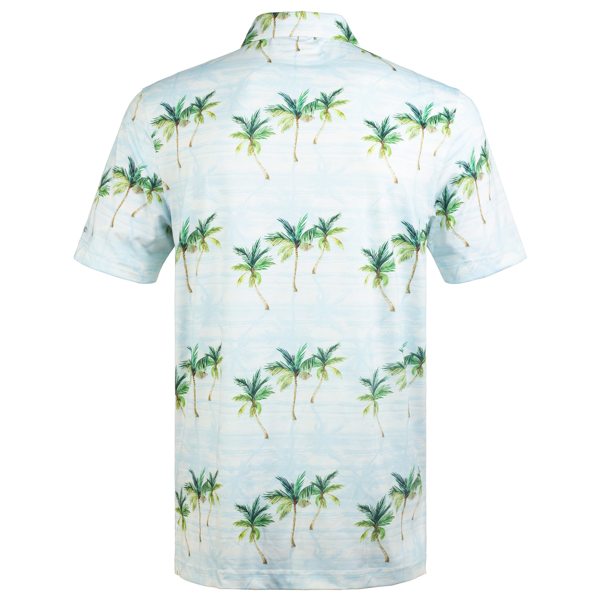 White Tropical Palm Men’s Performance Golf Polo