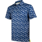Navy Tropical Coconut Palm Tree Golf Polo Shirt for Men