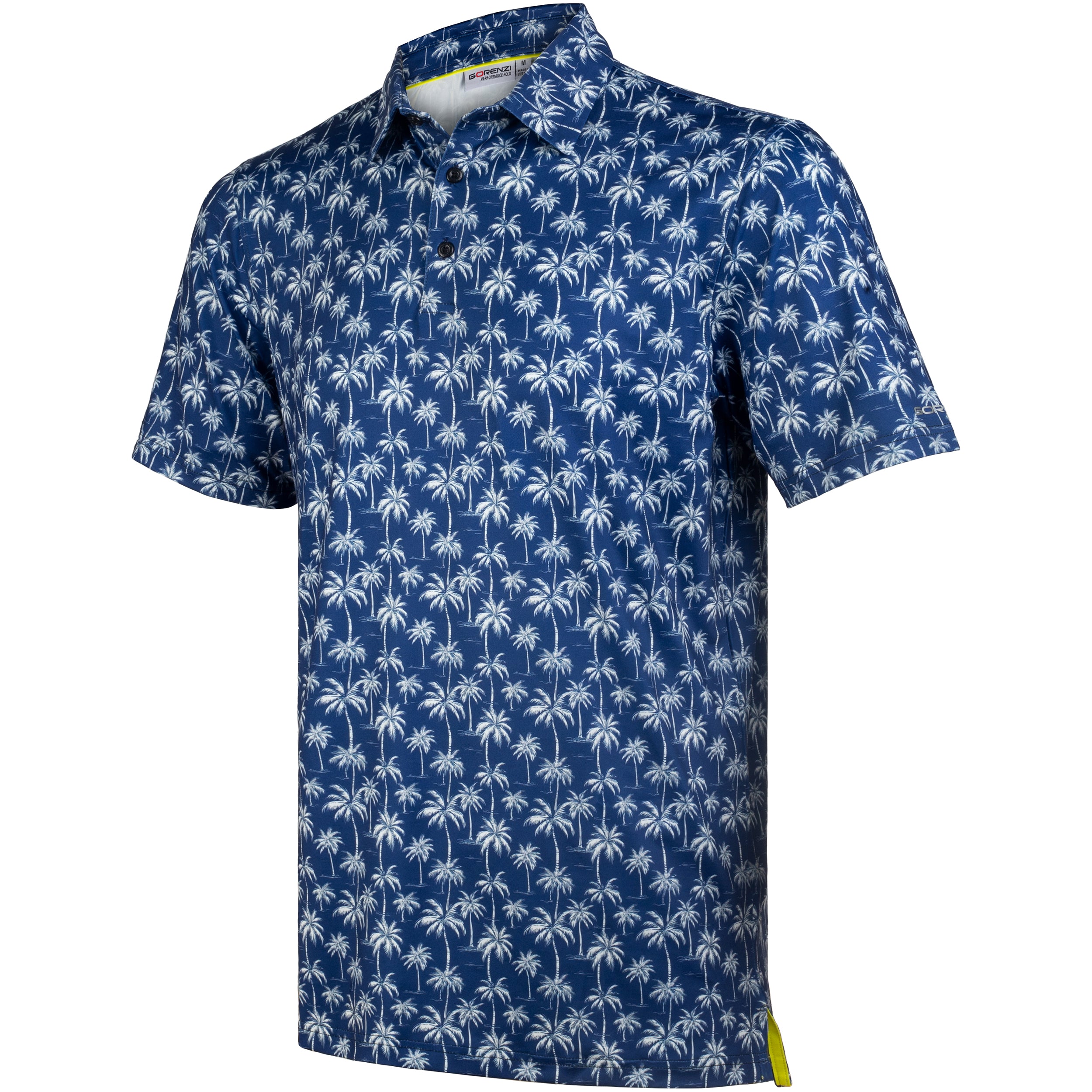 Navy Tropical Coconut Palm Tree Golf Polo Shirt for Men