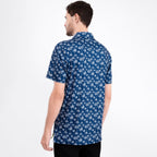Navy Tropical Coconut Palm Tree Golf Polo Shirt for Men