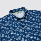 Navy Tropical Coconut Palm Tree Golf Polo Shirt for Men