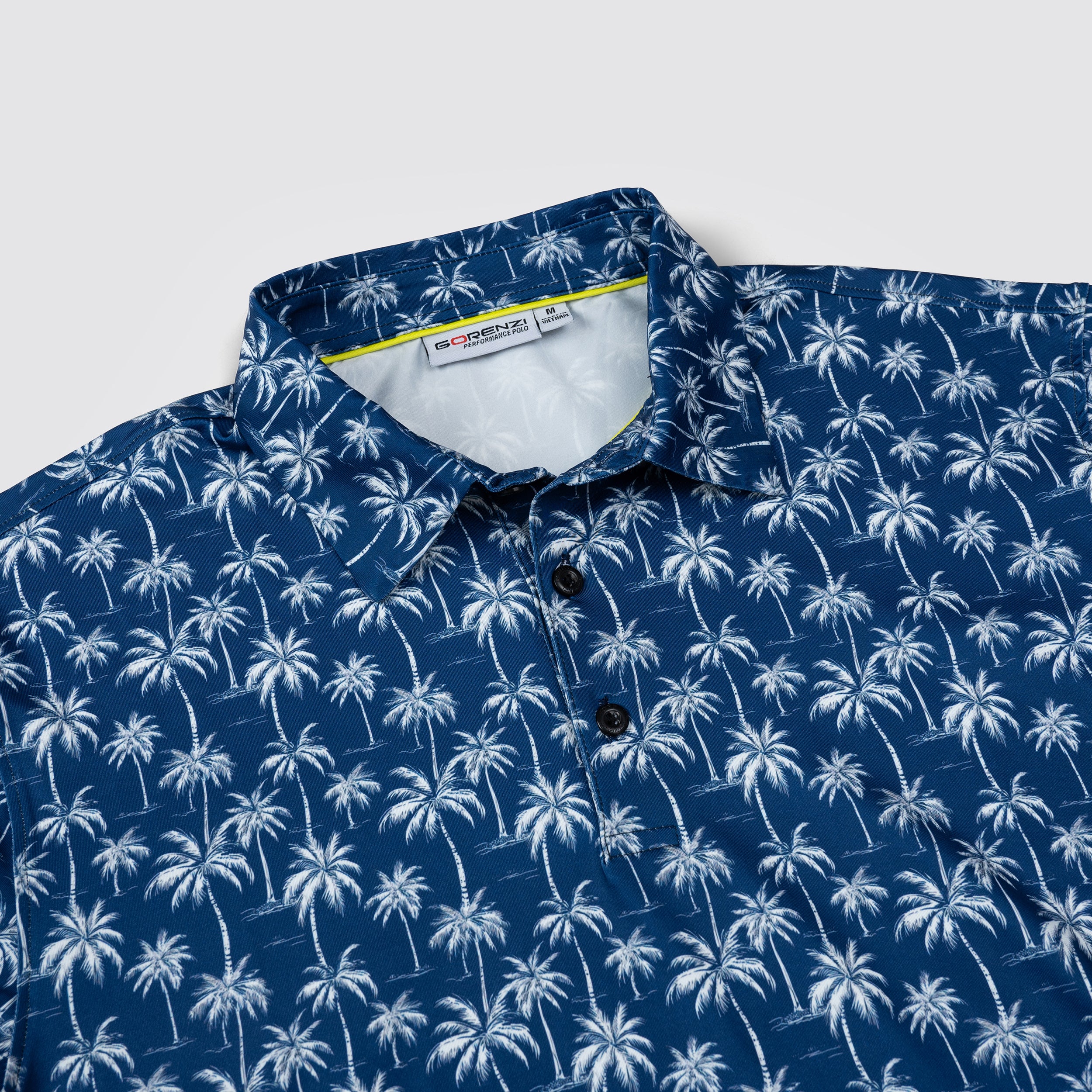 Navy Tropical Coconut Palm Tree Golf Polo Shirt for Men