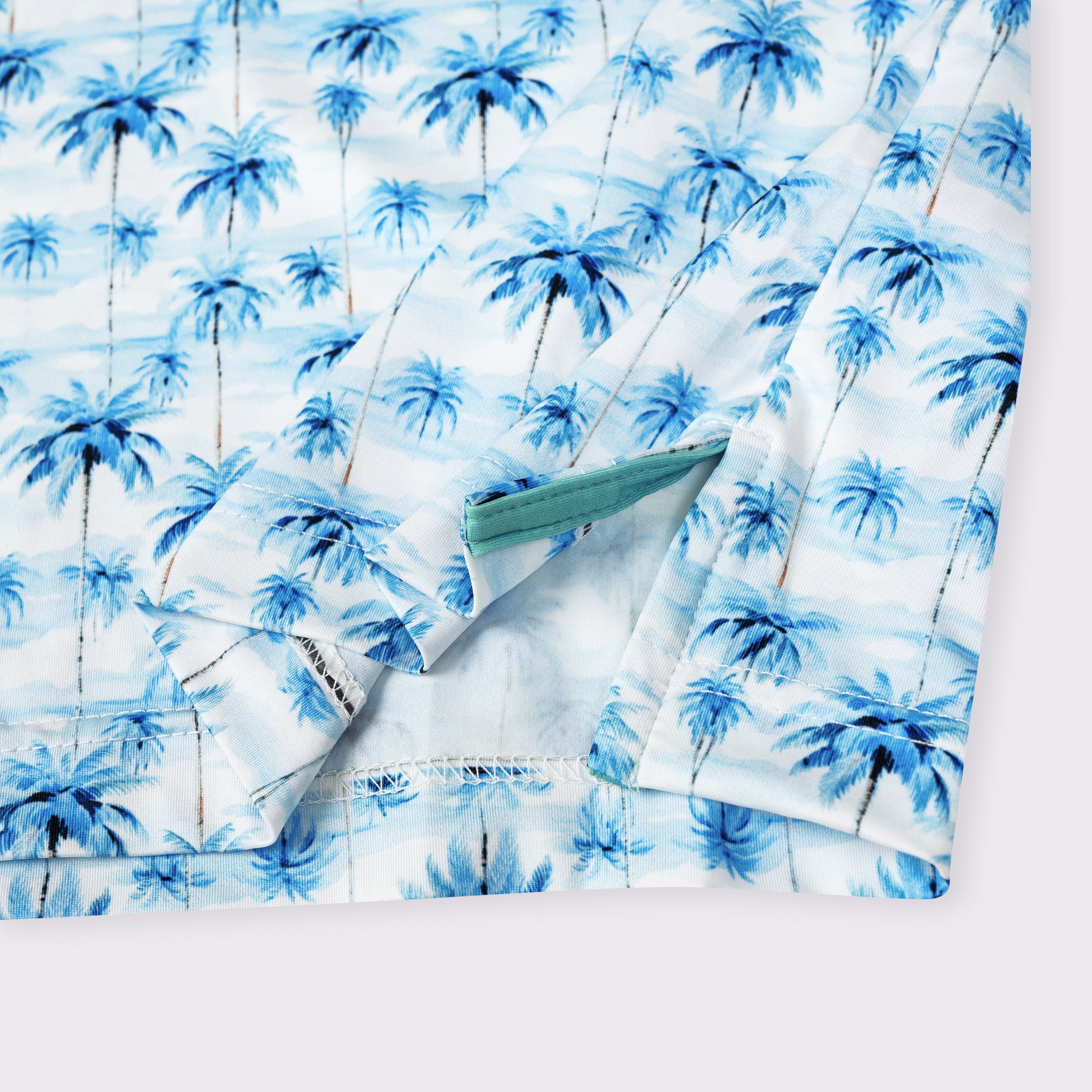 Sky Blue Tropical Palm Men’s Performance Golf Polo