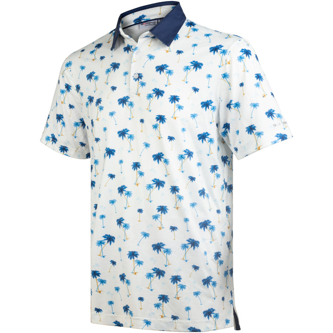 White Blue Palm Men’s Performance Golf Polo Hover Image