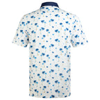White Blue Palm Men’s Performance Golf Polo