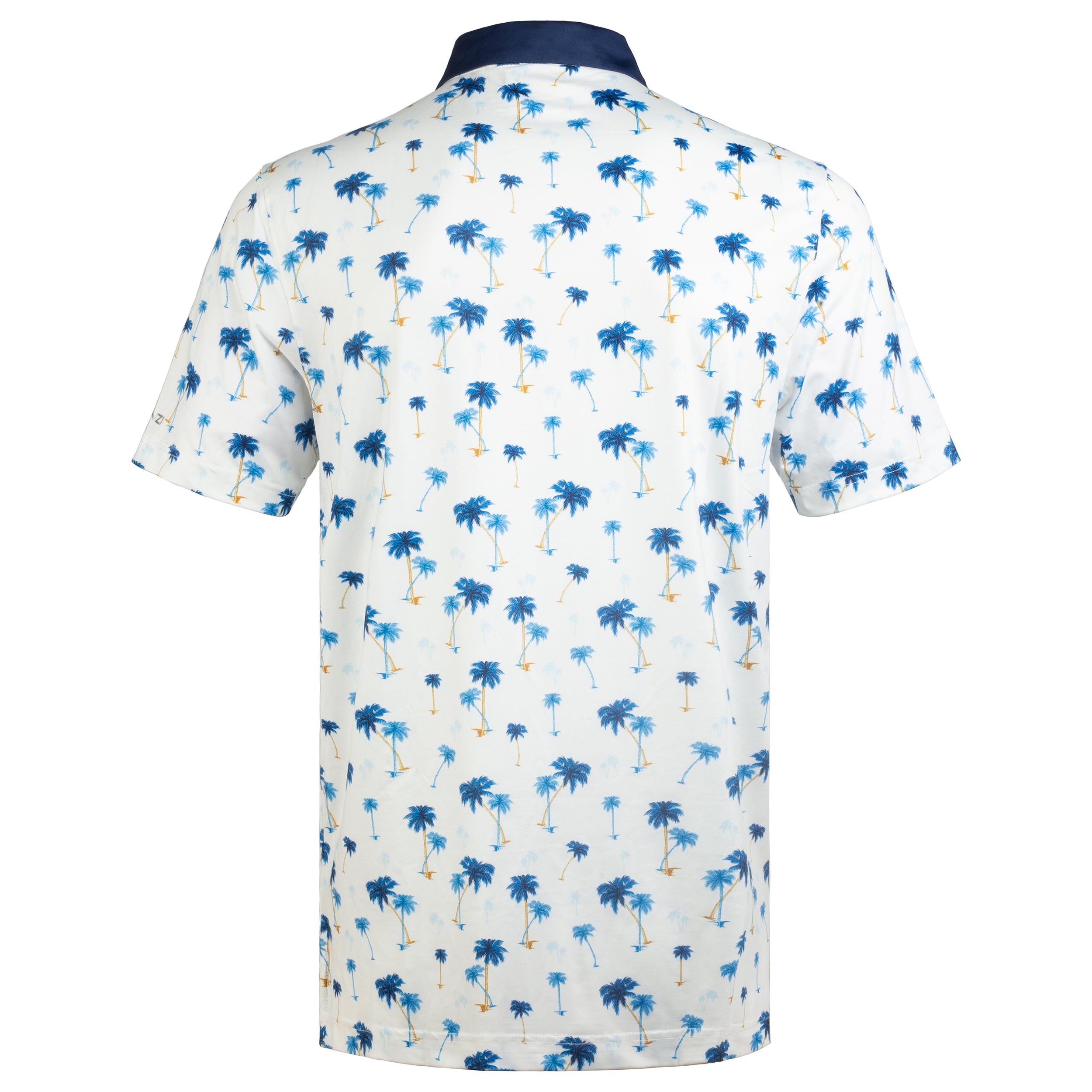 White Blue Palm Men’s Performance Golf Polo