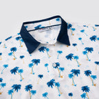 White Blue Palm Men’s Performance Golf Polo