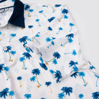 White Blue Palm Men’s Performance Golf Polo