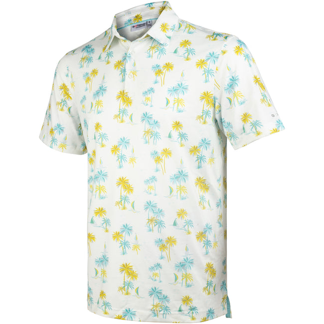 White Sailboat Palm Men’s Performance Golf Polo Hover Image