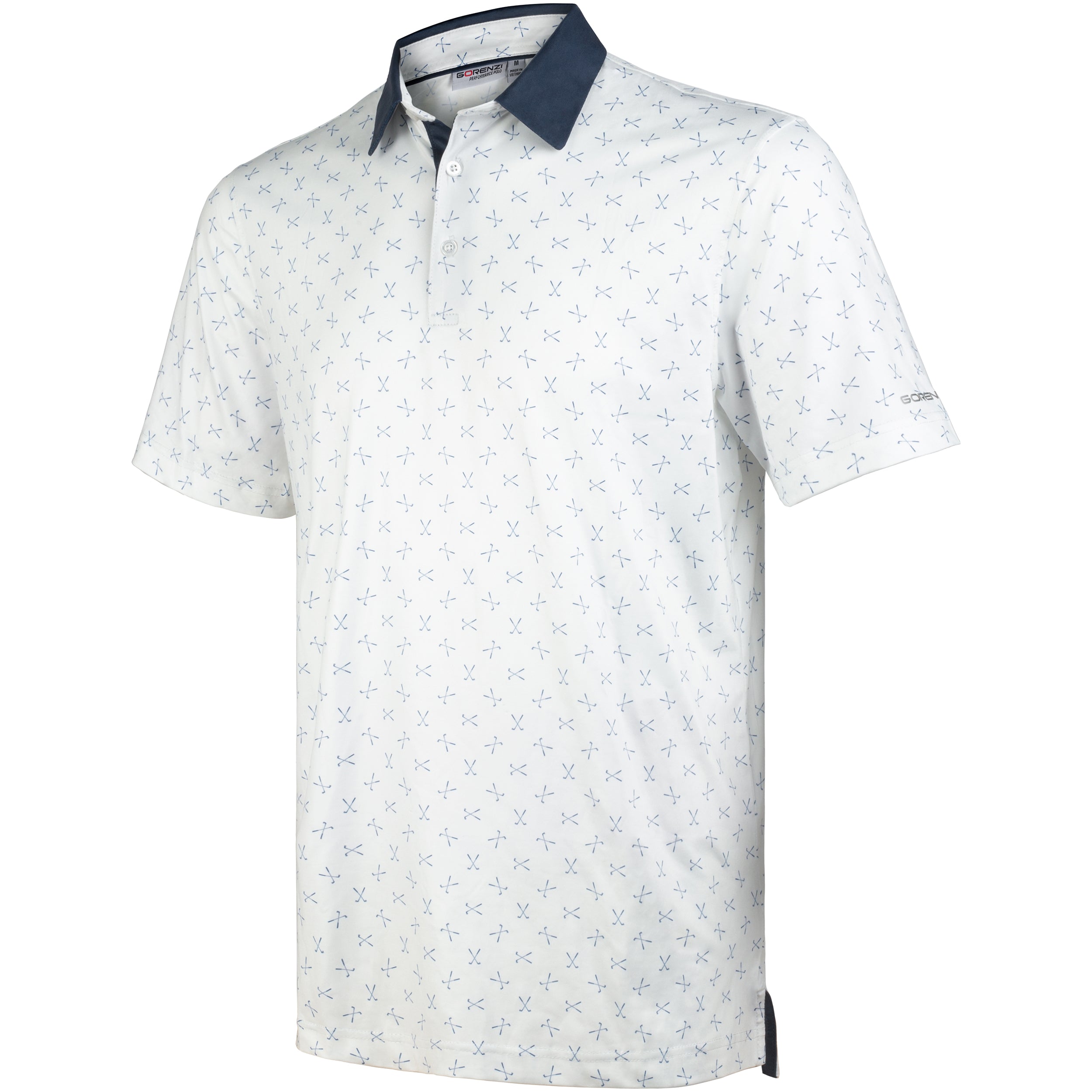Navy Classic Print Men’s Performance Golf Polo