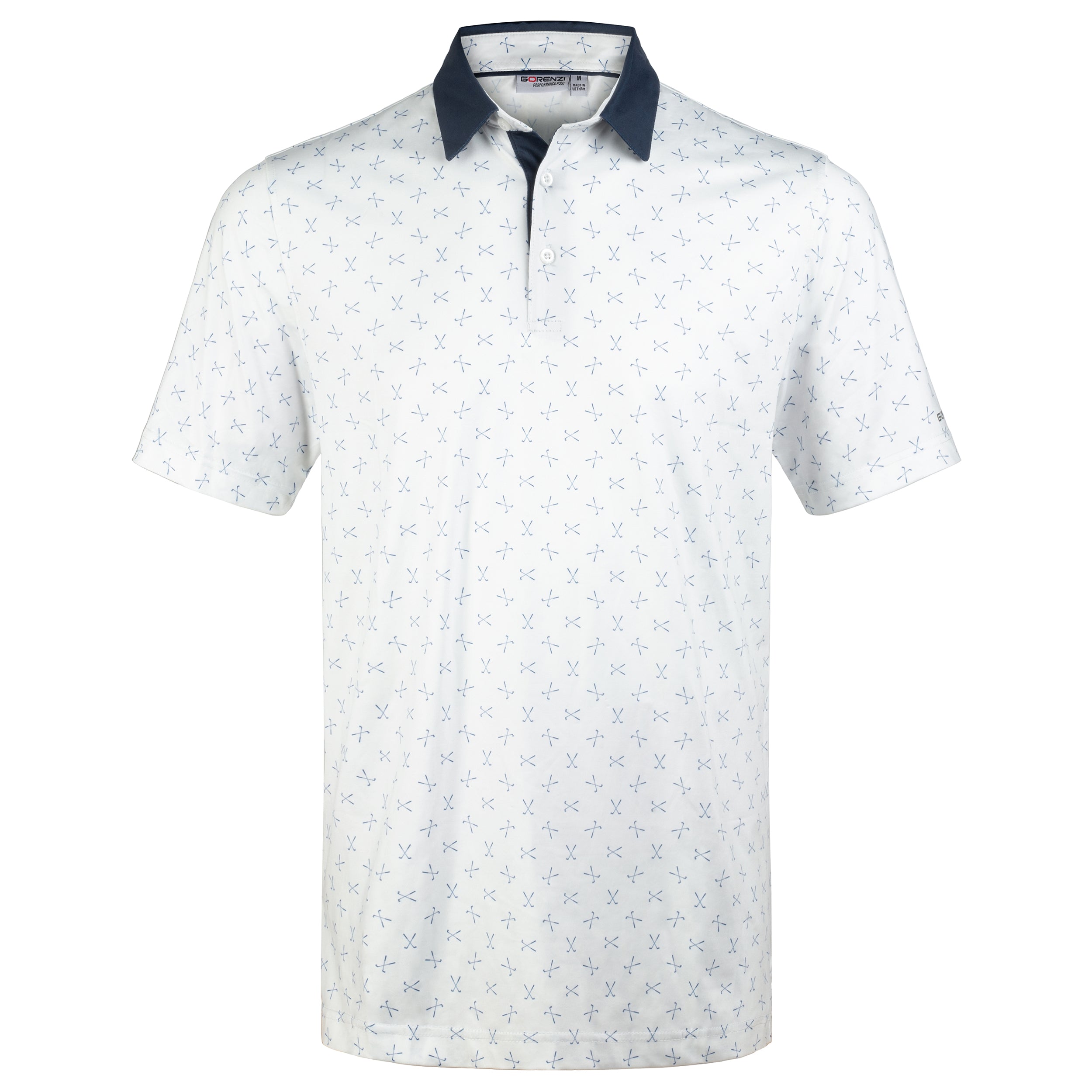 Navy Classic Print Men’s Performance Golf Polo