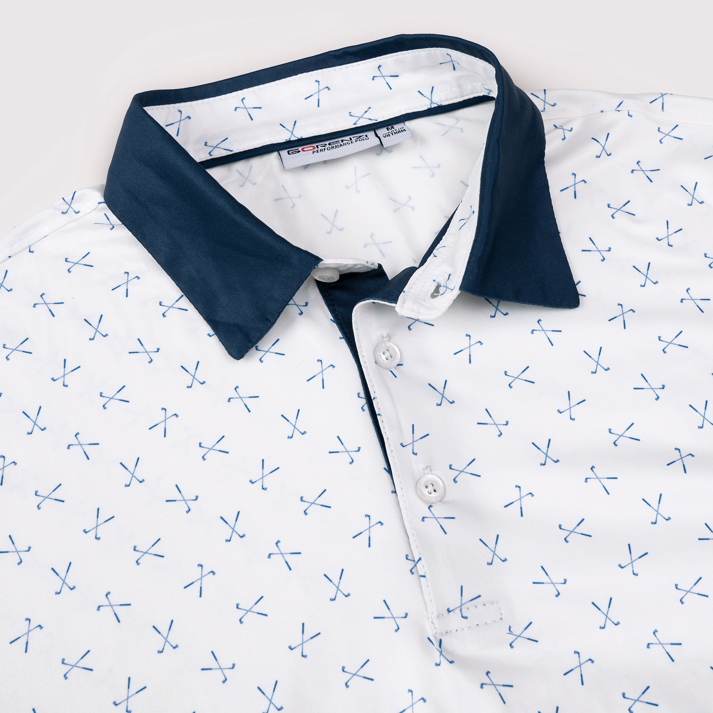 Navy Classic Print Men’s Performance Golf Polo