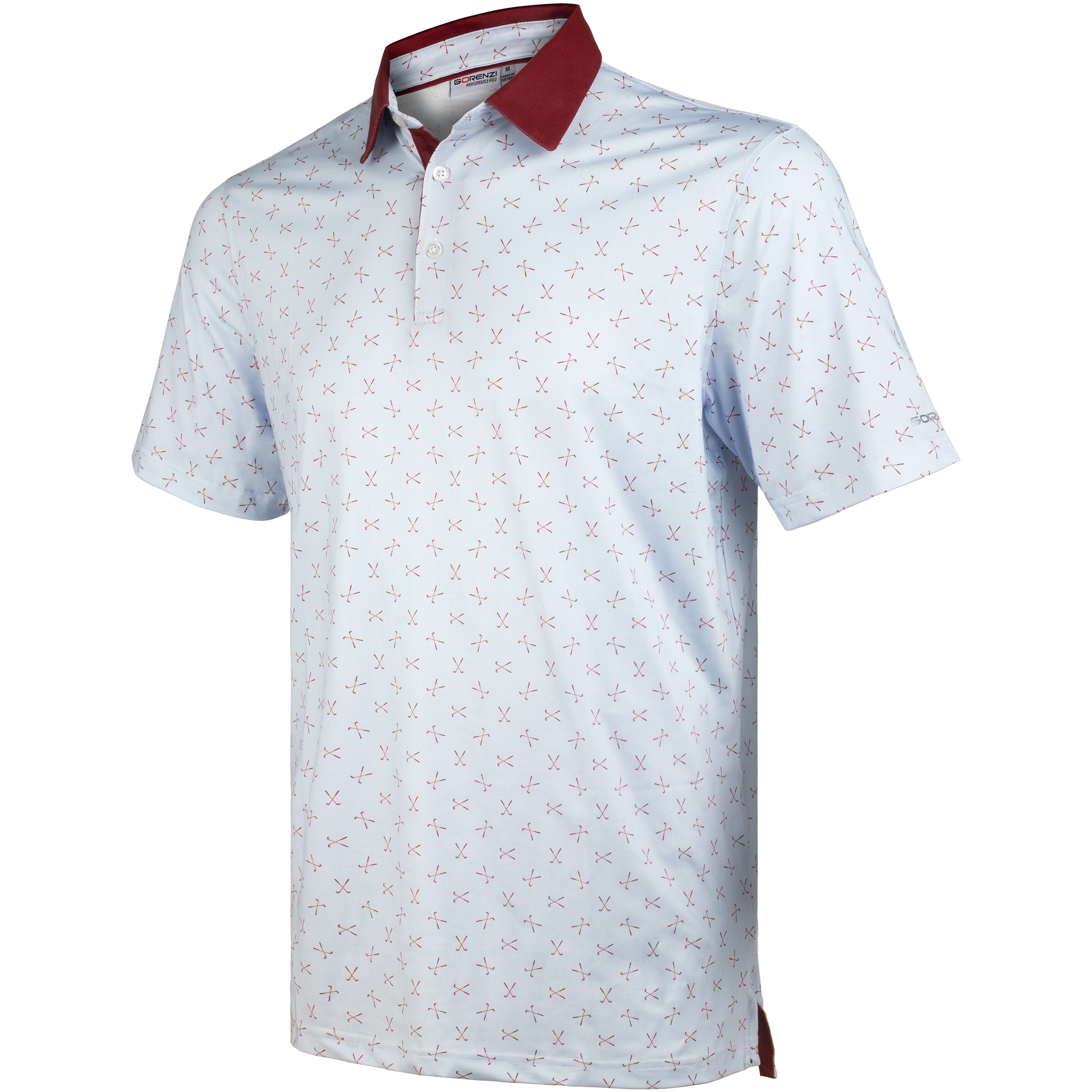 Burgundy Classic Print Men’s Performance Golf Polo