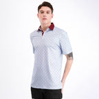 Burgundy Classic Print Men’s Performance Golf Polo