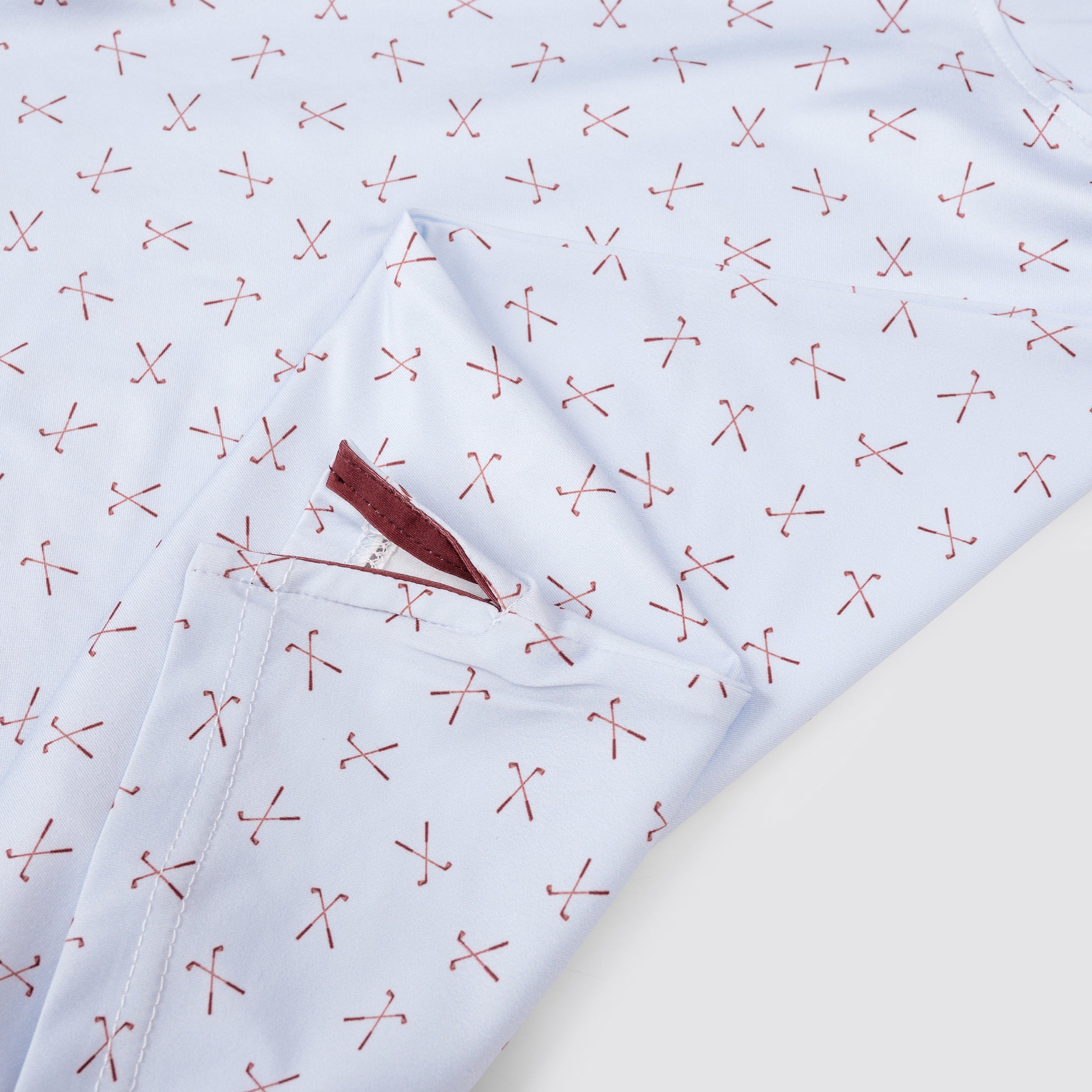 Burgundy Classic Print Men’s Performance Golf Polo
