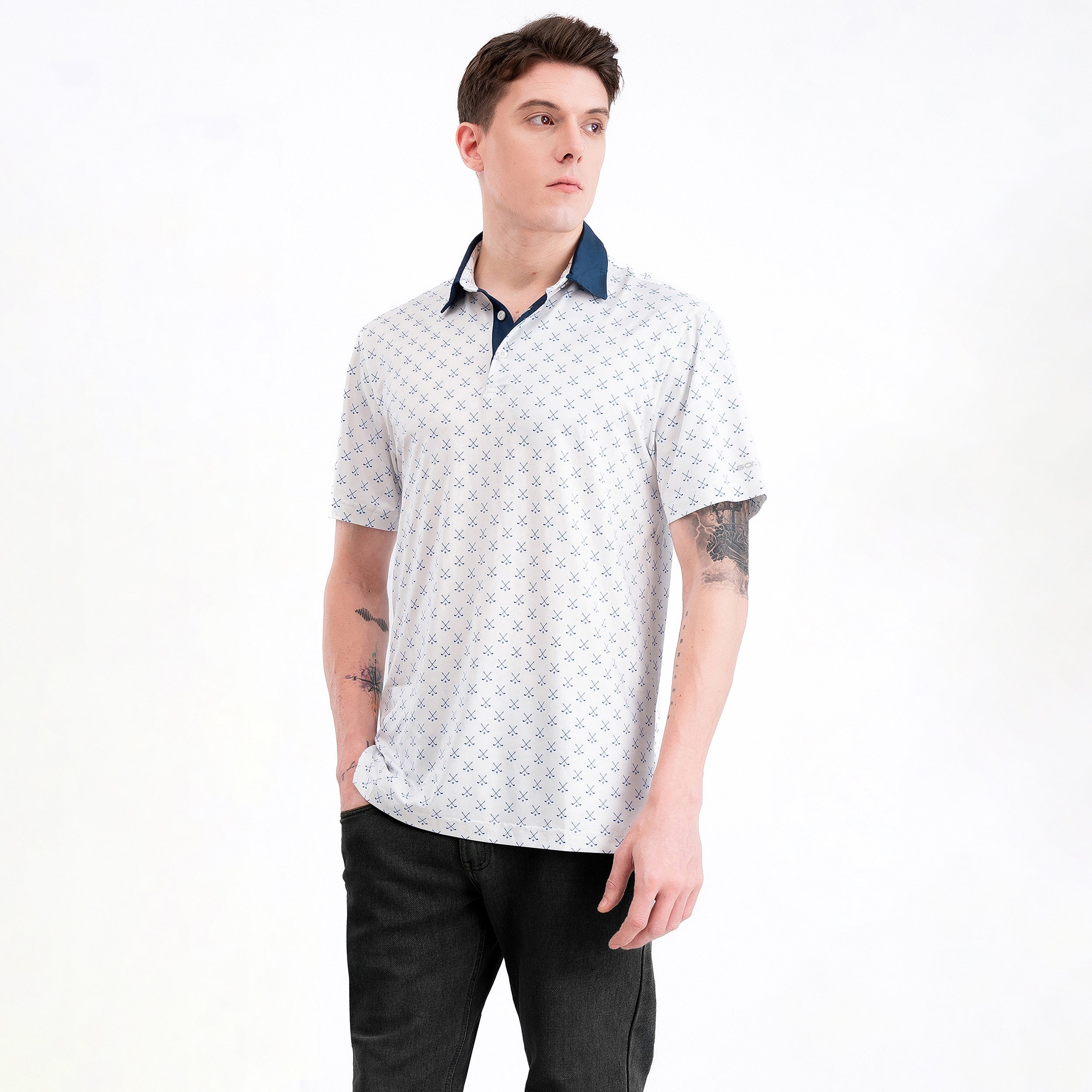 White Golf Club 02 Performance Polo Golf Shirts for Men