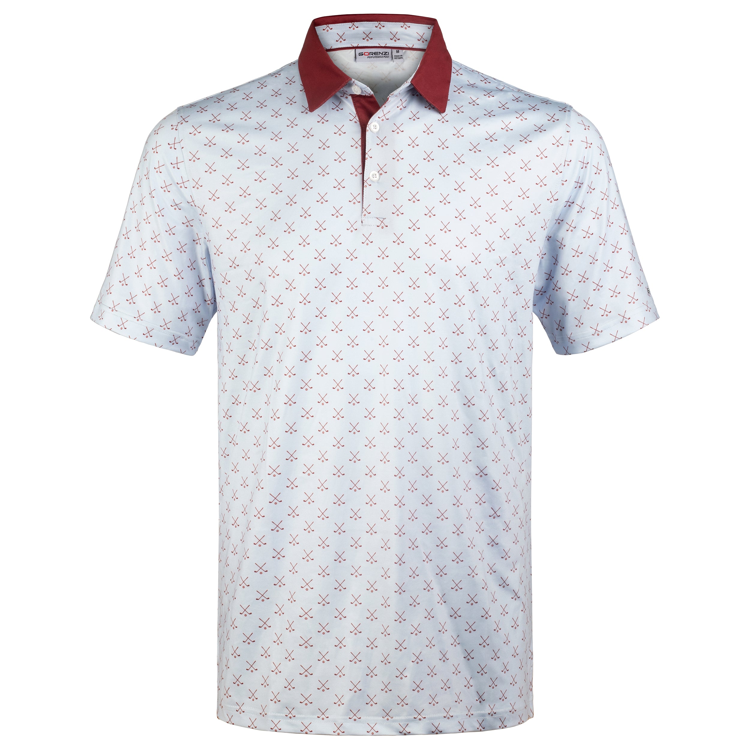 Burgundy Micro Print Men’s Performance Golf Polo