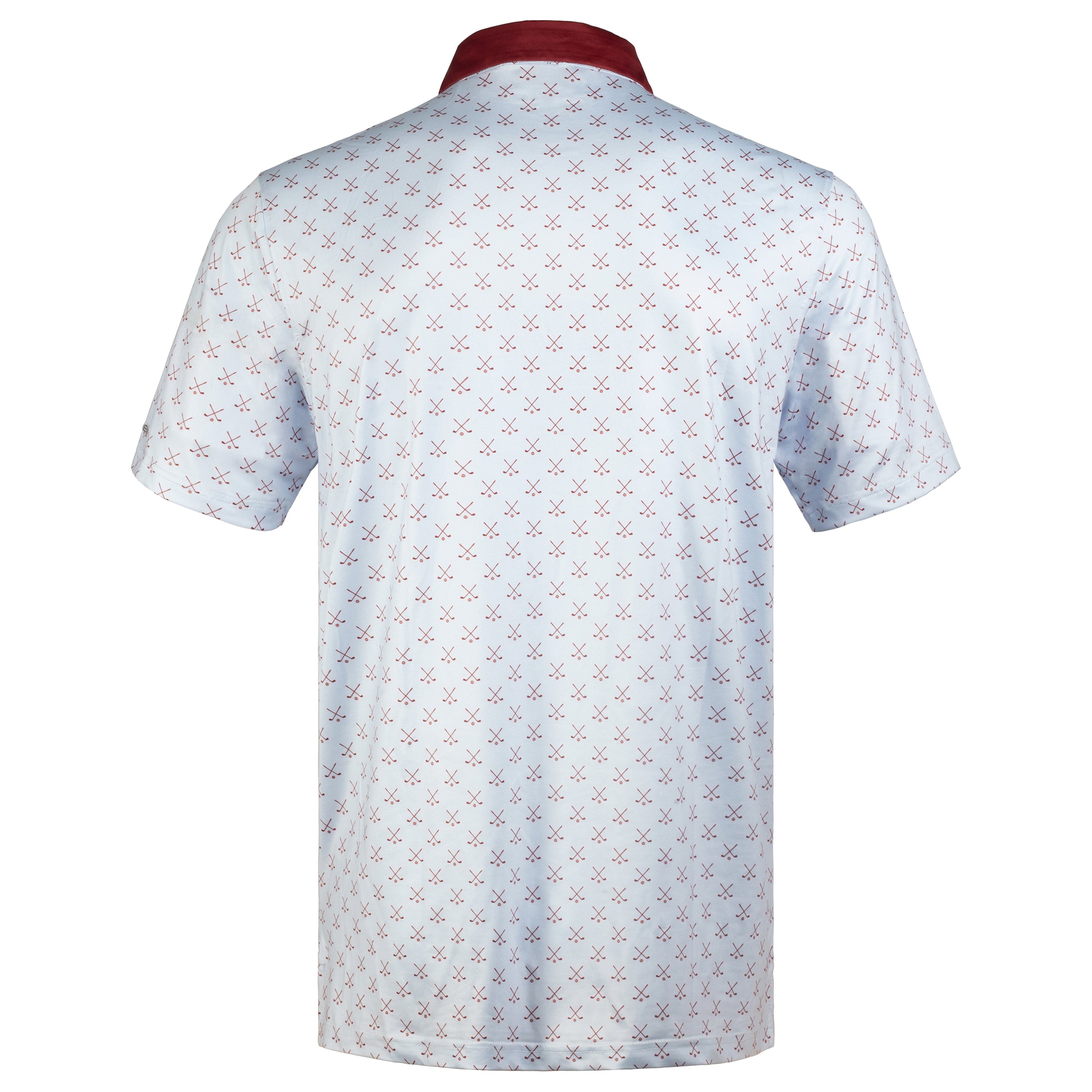 Burgundy Micro Print Men’s Performance Golf Polo