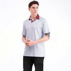 Burgundy Micro Print Men’s Performance Golf Polo