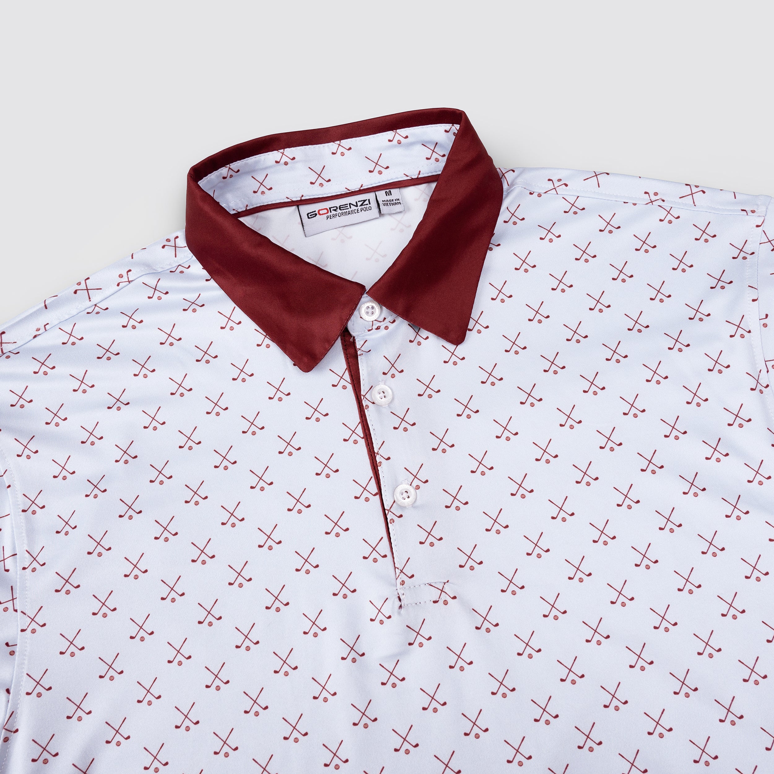Burgundy Micro Print Men’s Performance Golf Polo