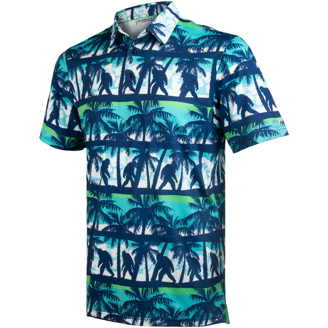 Bigfoot Coconut Tree Floral Tropical Golf Polo Shirt for Men Hover Image