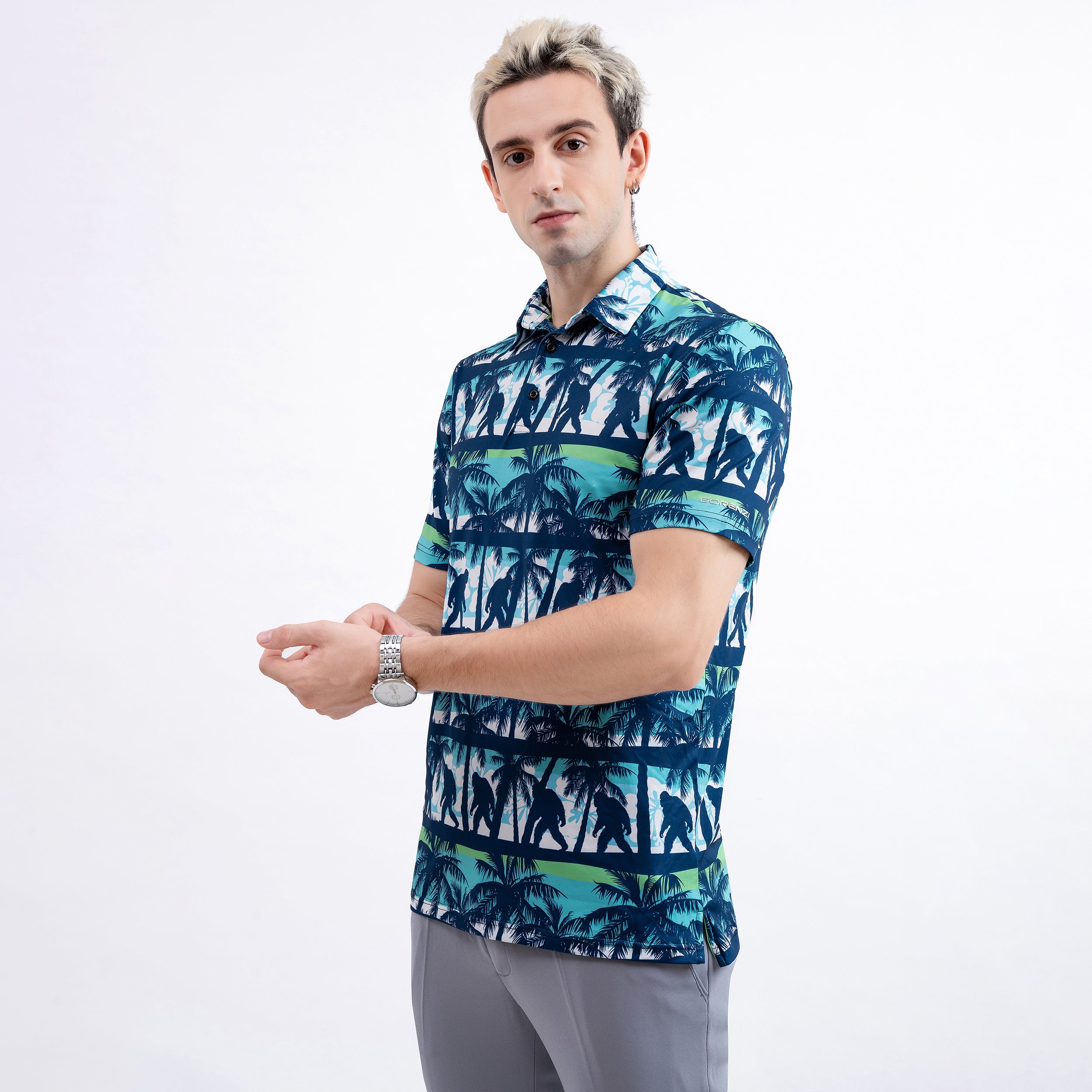 Blue Bigfoot Palms Men’s Performance Golf Polo