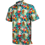 Funny Bigfoot Floral Tropical Golf Polo Shirt for Men